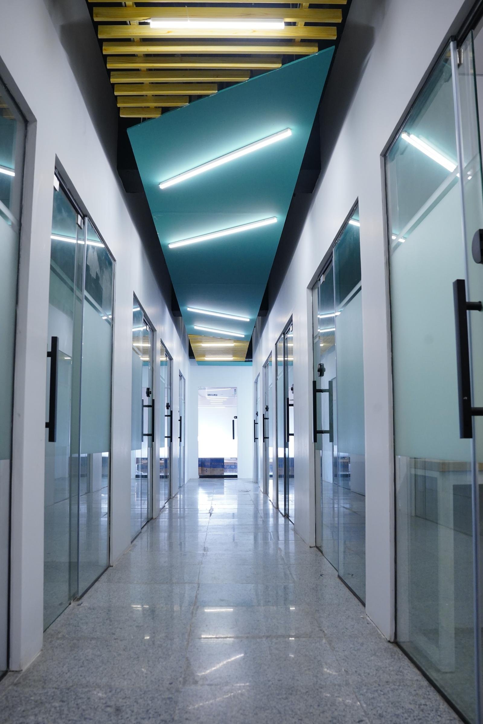 Corridor inside the WorkX coworking floor in Johar Town, Lahore